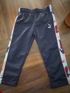 Puma Navy Joggers with Pink & Light Blue Camo Side Stripes